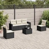 Set Divano da Giardino 6 pz con Cuscini Nero in Polyrattan 3218786