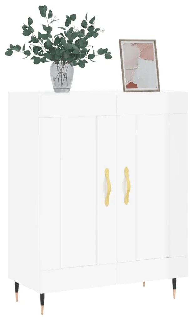 Credenza 69,5x34x90 cm in legno multistrato bianco lucido