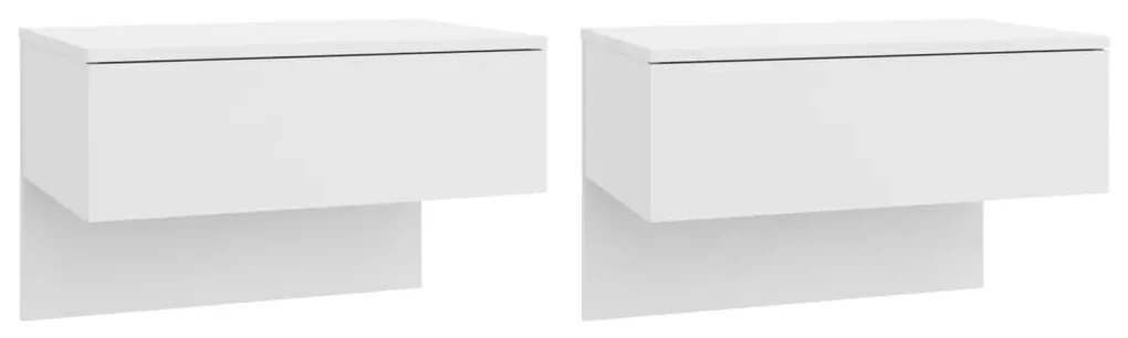 Comodino a muro 2pz bianco in legno multistrato