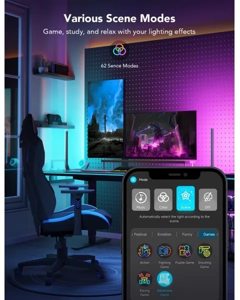 Govee - Smart Gaming WiFi Pannelli LED + Smart Dual controller Bianco Wi-Fi