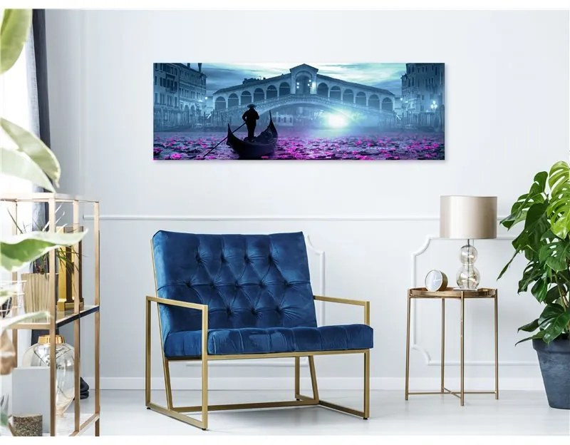 Quadro Magic Venice (1 Part) Narrow Blue  Colore Rosa, Dimensioni e Misure 120x40