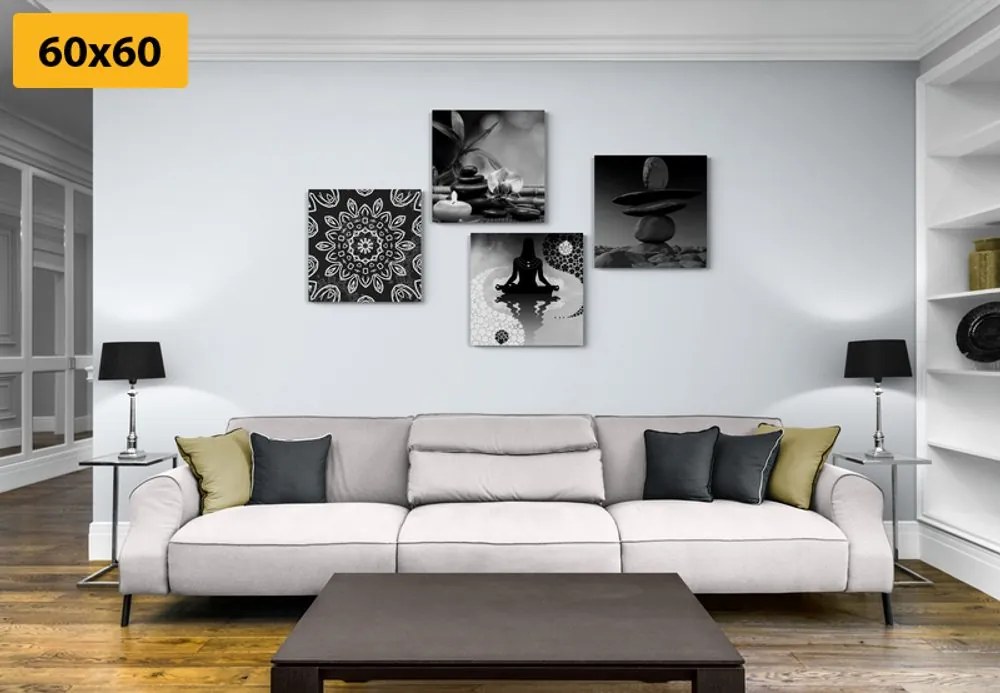 Set di quadri – Armonia Feng Shui in bianco e nero