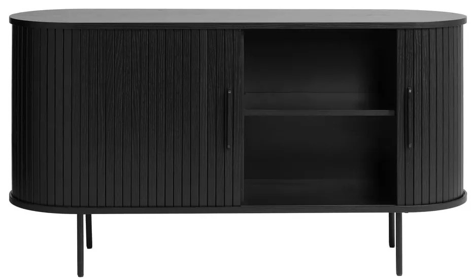 Cassettiera bassa nera effetto rovere 140x76 cm Nola - Unique Furniture