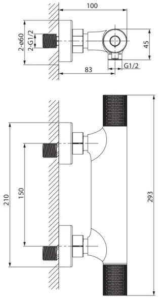 Cersanit S951-582 - Rubinetto termostatico per doccia ZEN nero