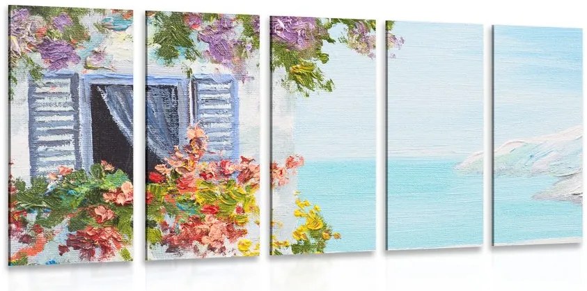 Quadri 5 pezzi – Casetta e vista sul mare