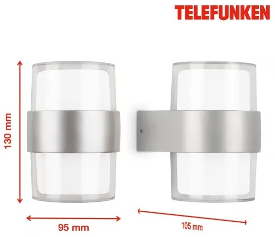 Telefunken 320404TF - Applique da esterno LED 2xLED/8W/230V IP44, cromo opaco
