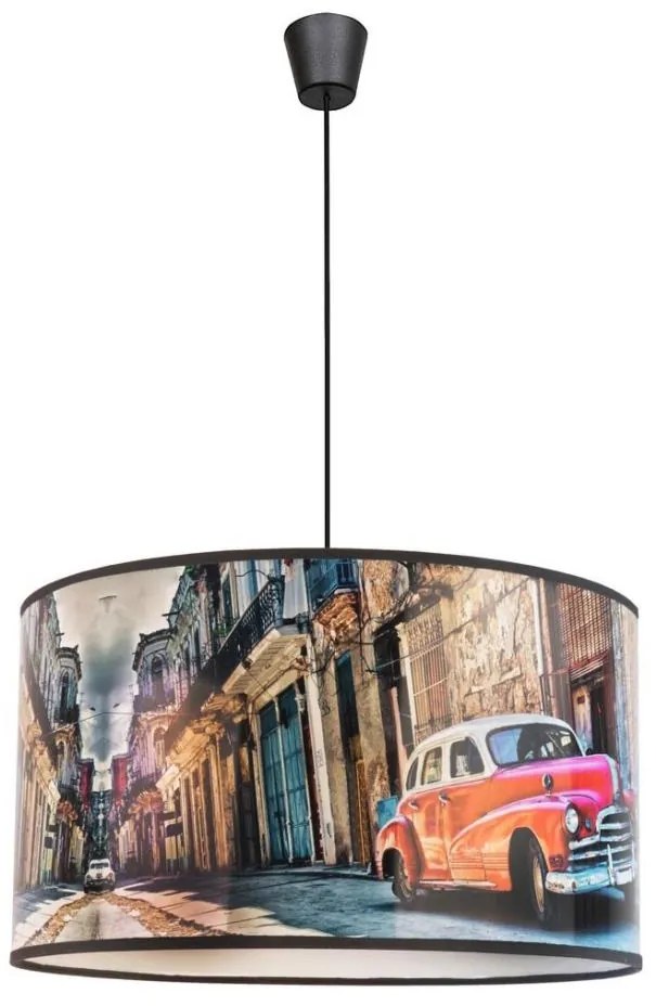 Duolla - Lampadario a sospensione con filo CUBA ROSSO 1xE27/15W/230V diametro 35 cm