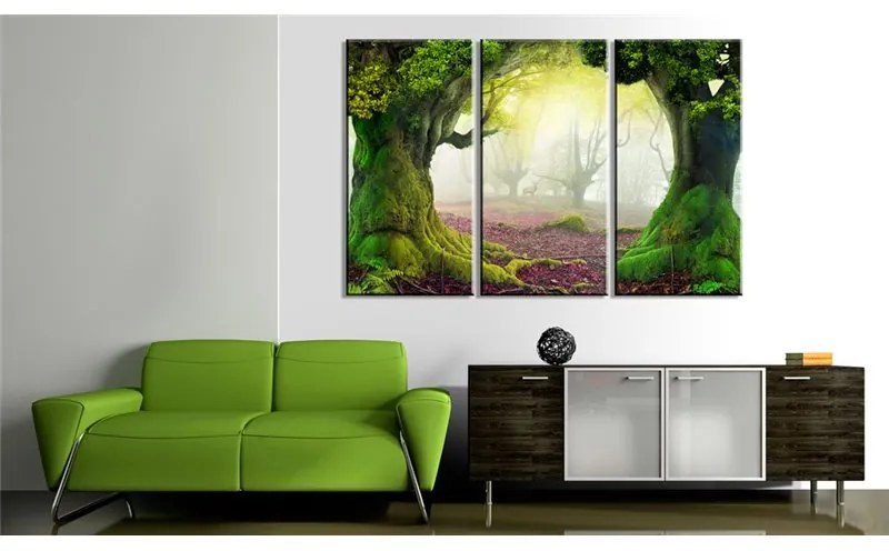 Quadro  Bosco misterioso  trittico  Colore Viola, Dimensioni e Misure 120x80