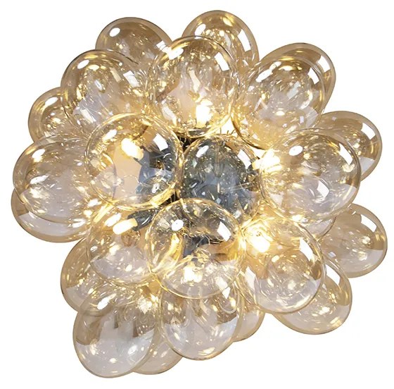 Plafoniera di design nera con vetro ambrato 6 luci - Uvas