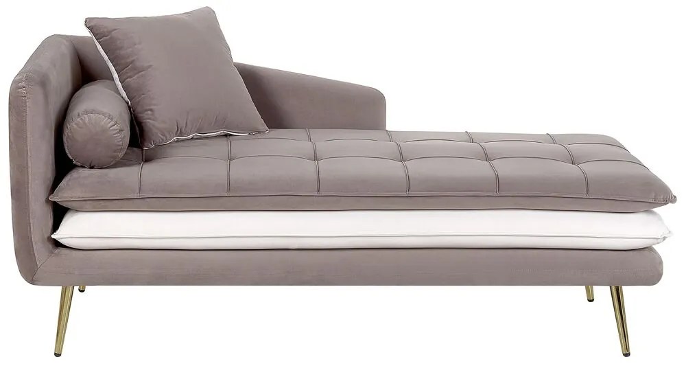 Chaise longue sinistra in velluto marrone e bianco GONESSE Beliani
