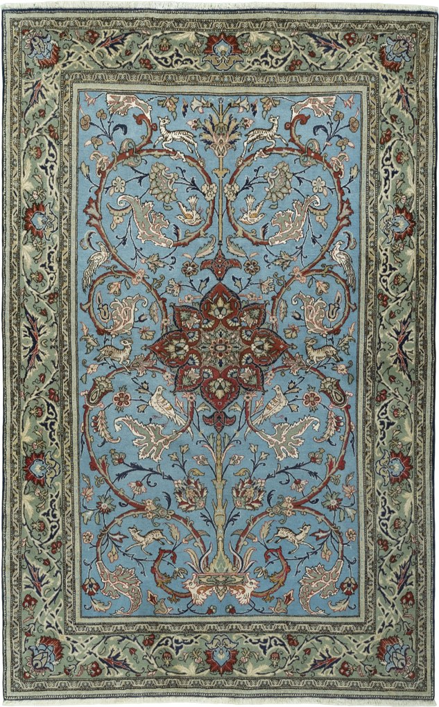 Ghom Tappeto persiano 140x220 Blu (Iran) Annodato A Mano