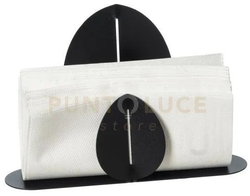 Portatovaglioli ficus nero in ferro 24x6x16,5hcm