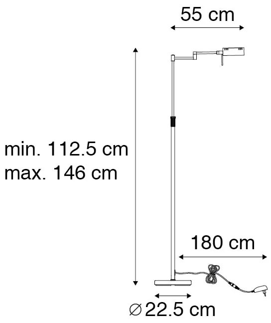 Lampada da terra di design in acciaio con LED e dimmer touch - Notia