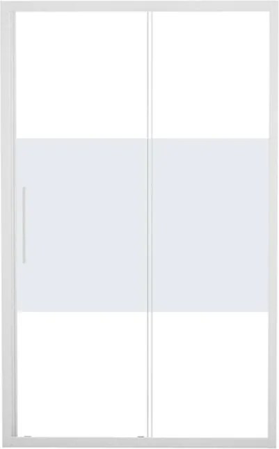 Porta doccia scorrevole L 167-171 cm x H 195 cm per nicchia in vetro smerigliato SP. 6 mm, profilo opaco bianco, serie Record