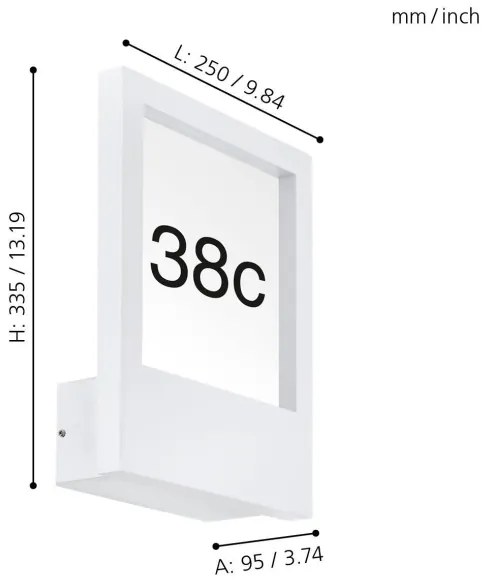 Eglo 98143 - Numero civico MONTEROS 1xE27/28W/230V IP44 bianco