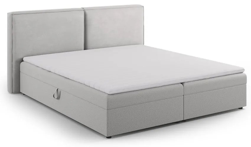 Letto boxspring in grigio chiaro con contenitore 160x200 cm Arendal – Cosmopolitan Design