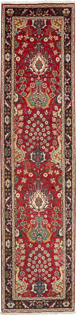 Tabriz Tappeto 80 x 340 Rosso (Iran) Annodato A Mano
