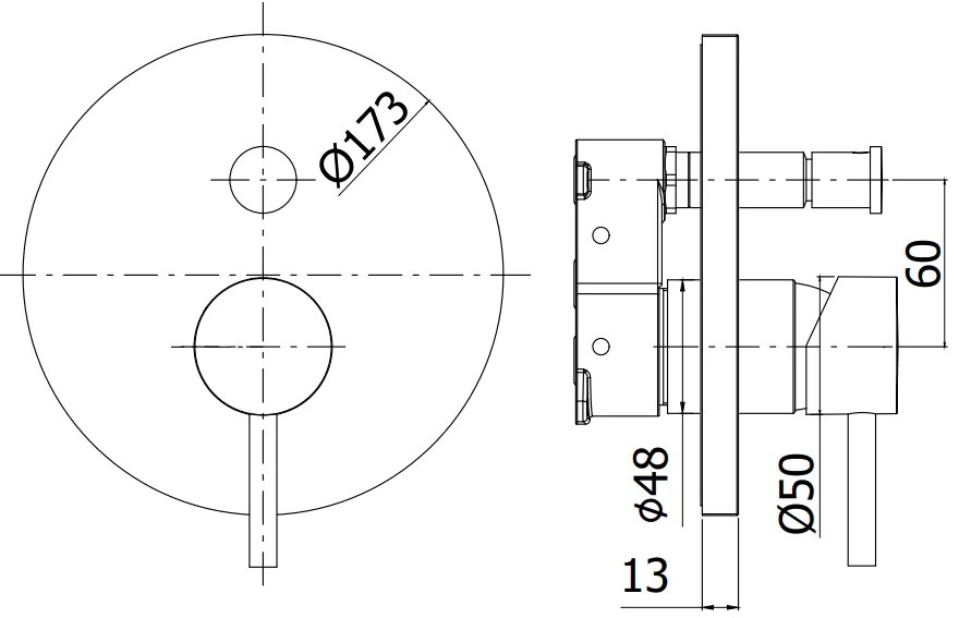 Paffoni Birillo Bibox015 Parte Esterna Miscelatore doccia Incasso 2 Uscite Con Deviatore A Pulsante Cromo