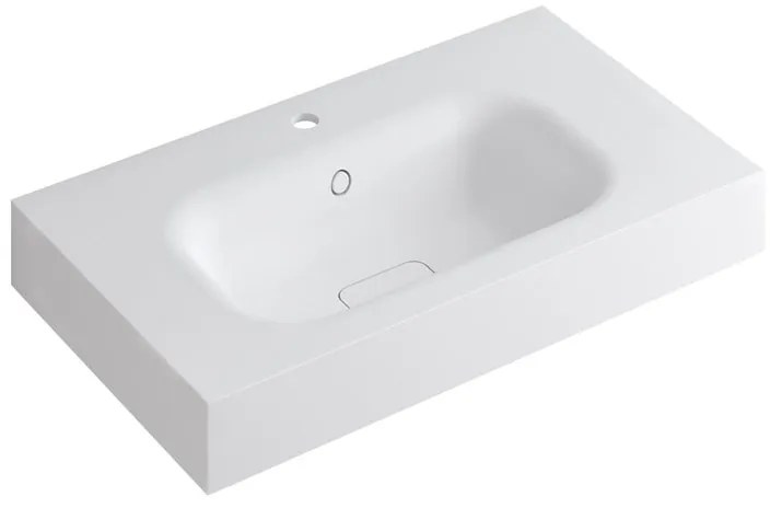 Lavabo a incasso rettangolare vasca centrale L 90.5 x H 15 x P 46 cm in resina bianco opaco
