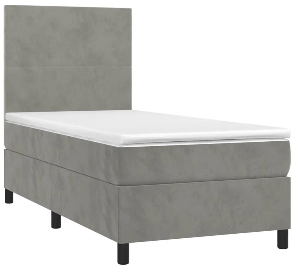 Giroletto a molle con materasso grigio chiaro 80x200 cm velluto