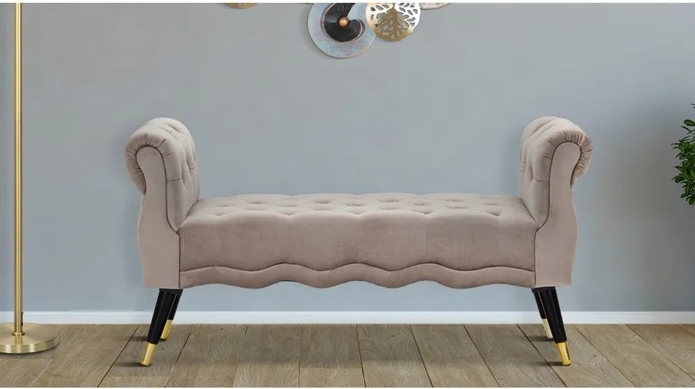 Panchina grigio tortora con rivestimento in velluto Paris – Mauro Ferretti