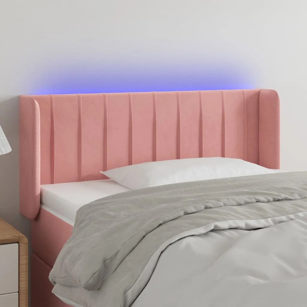 Testiera A Led Rosa 93x16x78/88 Cm İn Velluto /