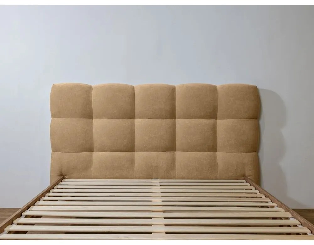 Letto matrimoniale imbottito beige rete inclusa 180x200 cm Kumo - Bobochic Paris