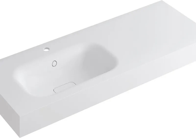 Lavabo a incasso rettangolare vasca a sinistra L 120.5 x H 15 x P 46 cm in resina bianco opaco