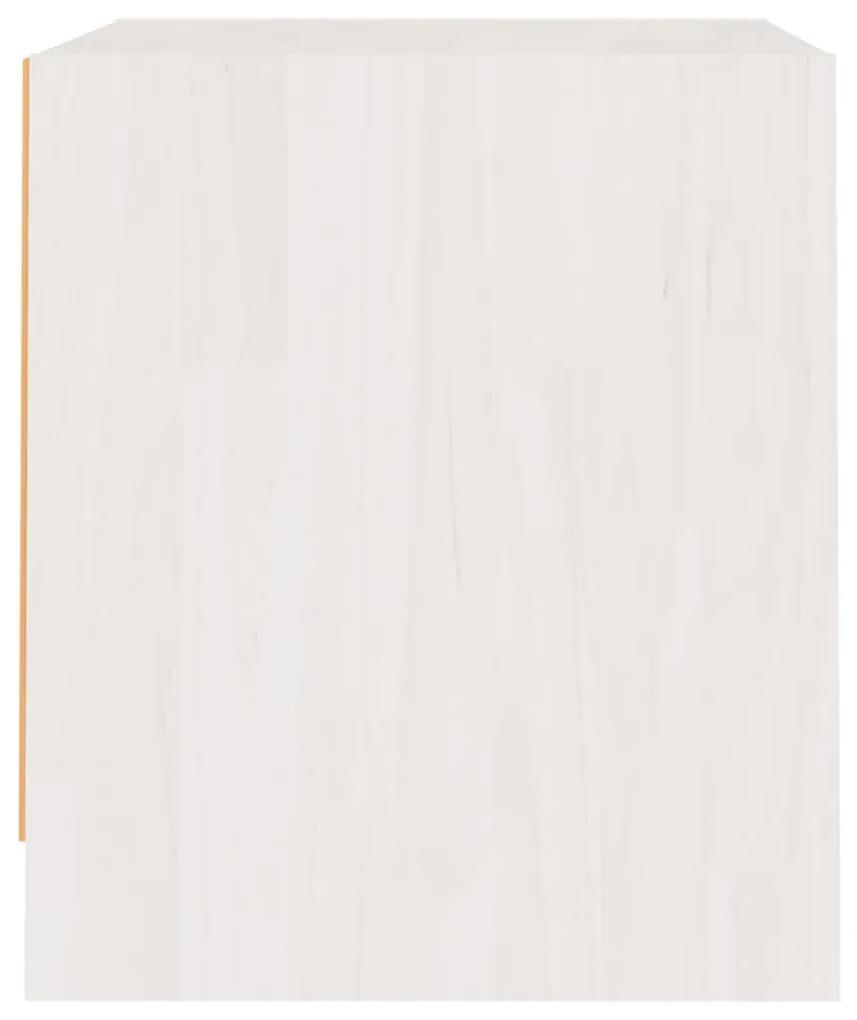 Comodino bianco 40x30,5x35,5 cm in legno massello di pino