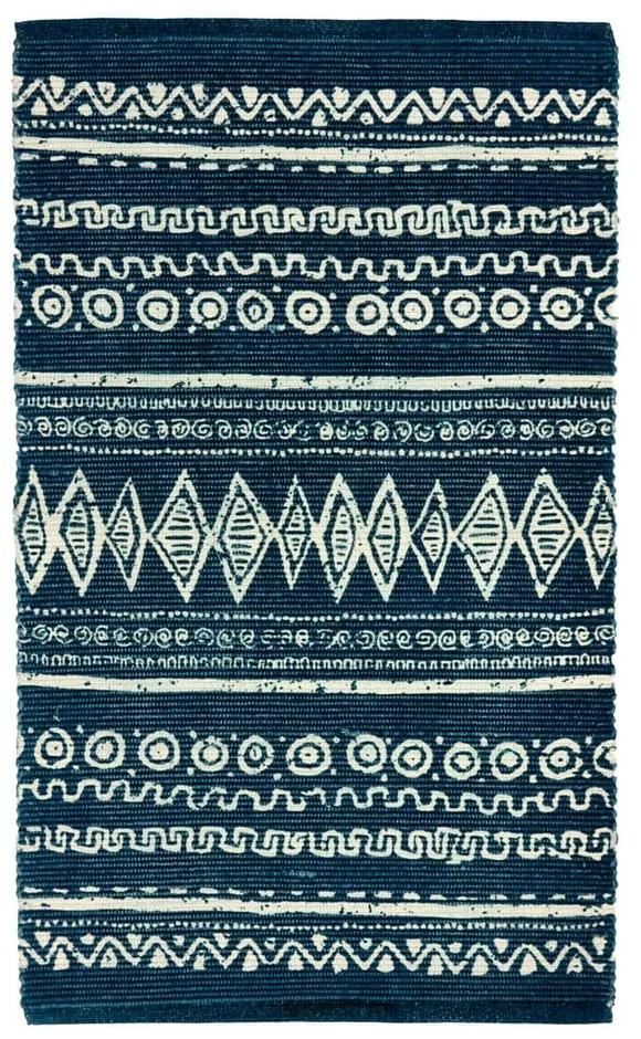 Tappeto in cotone blu e bianco , 55 x 180 cm Ethnic - Webtappeti