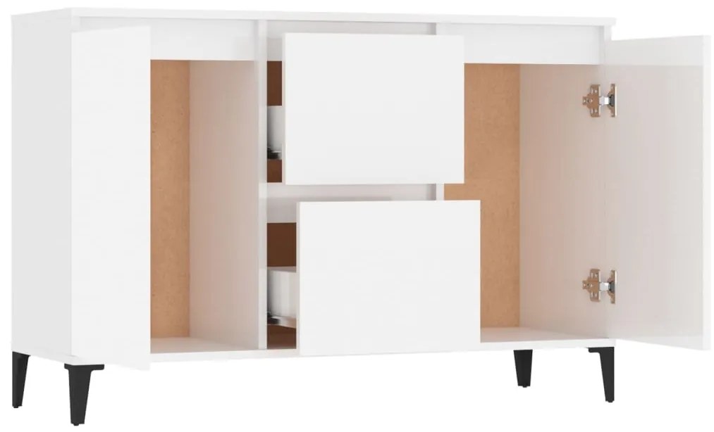 Credenza Bianco Lucido 104x35x70 cm in Legno Multistrato