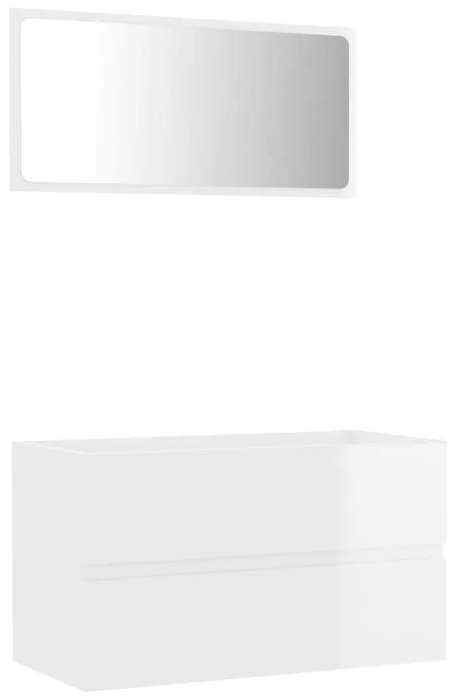 Set mobili da bagno 2 pz bianco lucido in truciolato