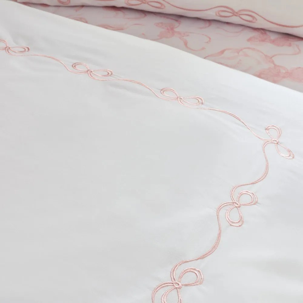 Set copripiumino e federa bianco per letto matrimoniale 200x200 cm Bow Embroidery – Catherine Lansfield