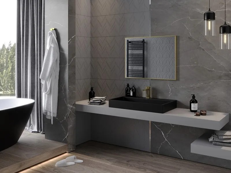 Mexen Loft specchio da bagno rettangolare 80 x 60 cm, cornice dorata - 9852-080-060-000-50