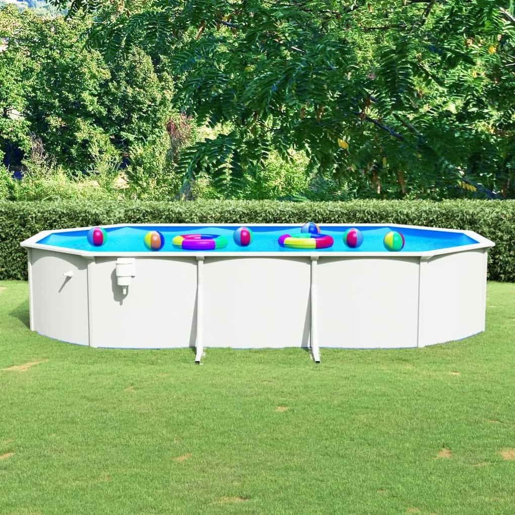 Piscina Con Pareti İn Acciaio Ovale 610x360x120 Cm Bianca /