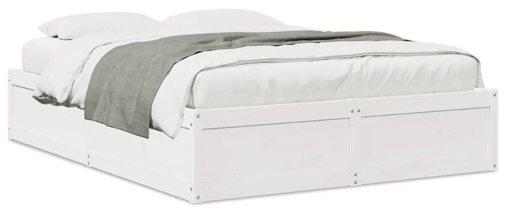 Letto Senza Materasso Bianco 160x200 Cm Legno Massello Di Pino /
