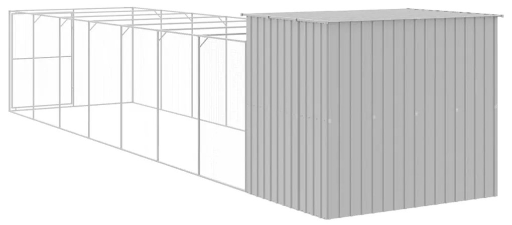 Casetta cani corsa grigio chiaro 214x865x181 cm acciaio zincato