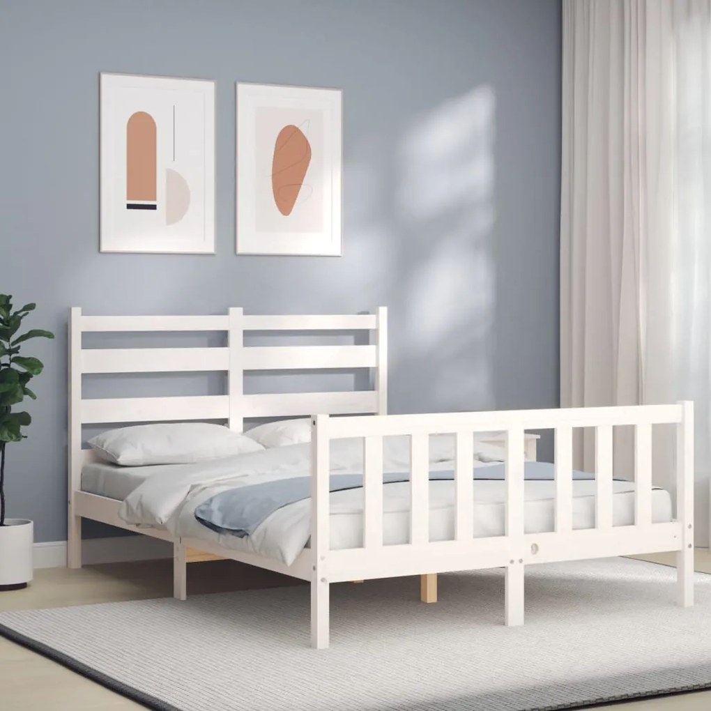 Giroletto Con Testiera Bianco Small Double Legno Massello /