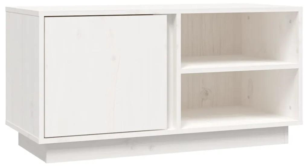 Mobile porta tv bianco 80x35x40,5 cm in legno massello di pino