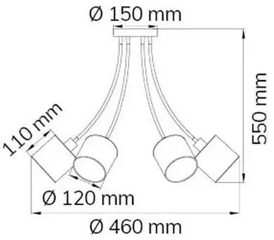 Wofi 9609.06.10.9000 - Lampadario a sospensione con supporto rigido CHARME 6xE14/40W/230V