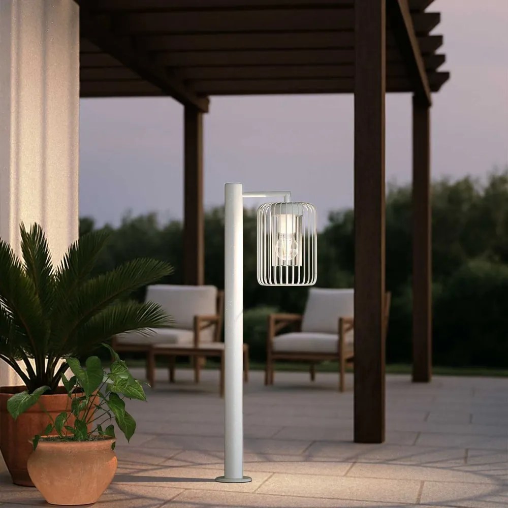 Paletto da Giardino Bianco a Lanterna 80cm Base E27 IP54 - Serie NEXUS Colore Bianco
