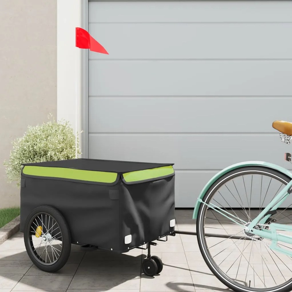Rimorchio Da Bici Nero E Verde 30 Kg İn Ferro /