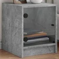 Comodino con Anta in Vetro Grigio Cemento 35x37x42 cm 836349