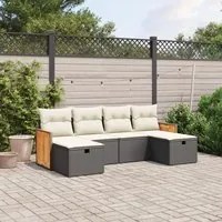 Set Divano da Giardino 6 pz con Cuscini Nero in Polyrattan 3265774