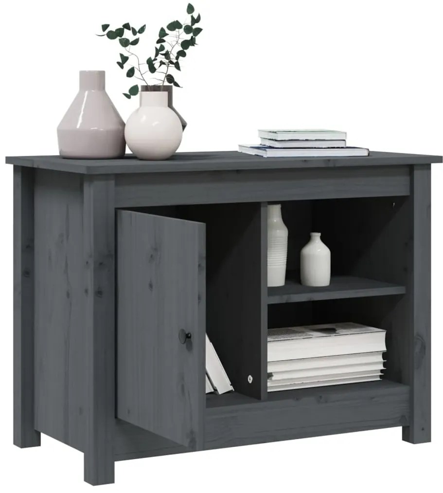 Mobile porta tv grigio 70x36,5x52 cm in legno massello di pino