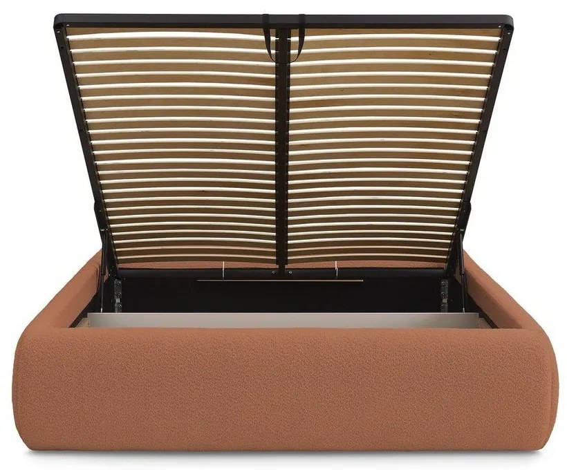 Letto matrimoniale imbottito arancione con contenitore/senza testiera con rete inclusa 160x200 cm Inera – Bobochic Paris