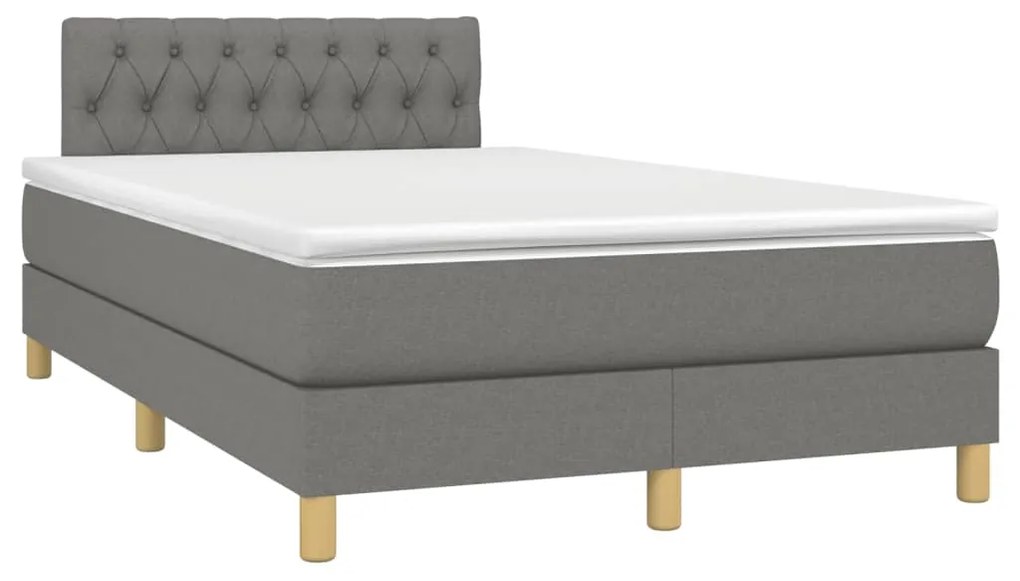 Letto a molle materasso e led grigio scuro 120x190cm in tessuto
