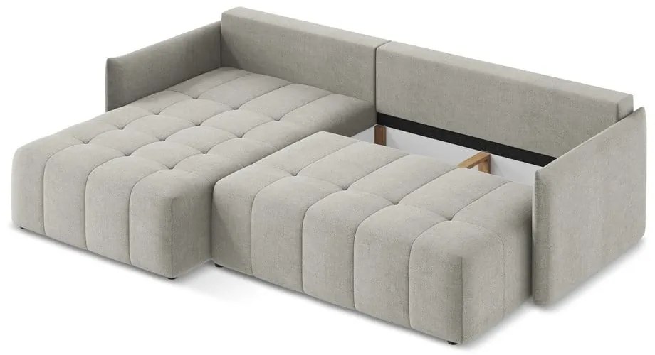 Divano angolare grigio chiaro allungabile/con contenitore (con penisola a sinistra/con chaise lounge) Moku – Makamii