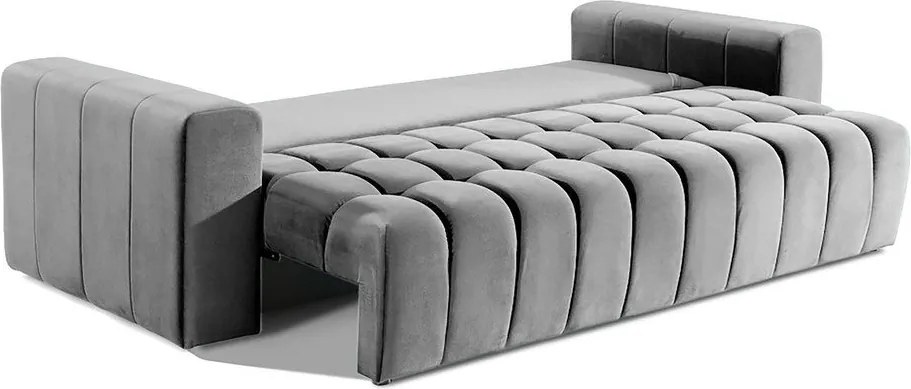 Divano grigio chiaro allungabile/con contenitore e rivestimento in velluto 247 cm Lazaro – ELTAP