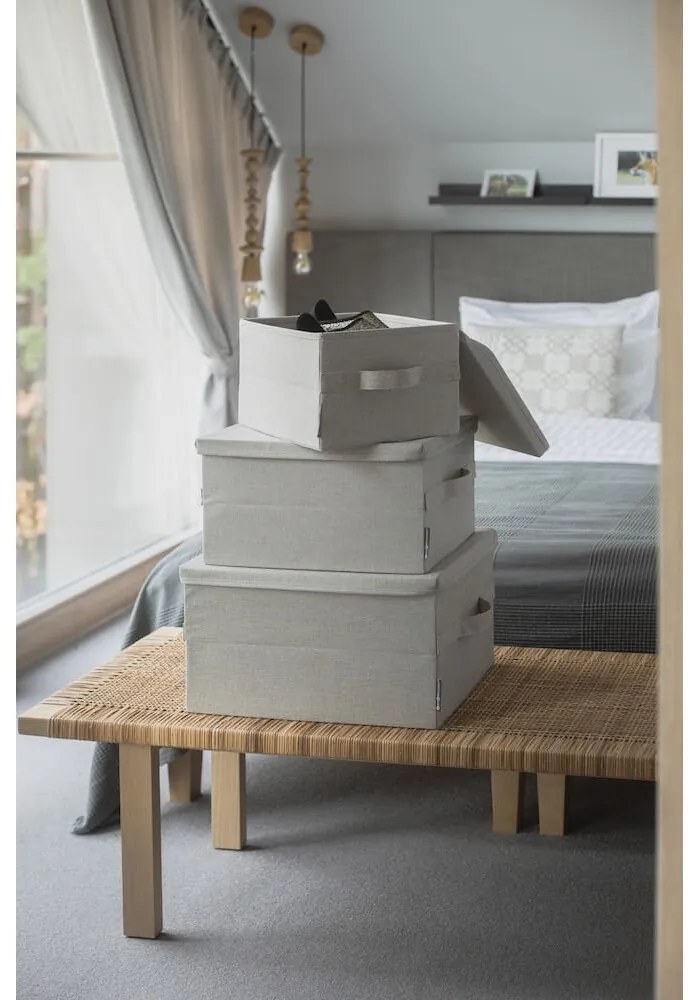 Scatola con coperchio beige in tessuto 35x26x19 cm Soft Storage – Bigso